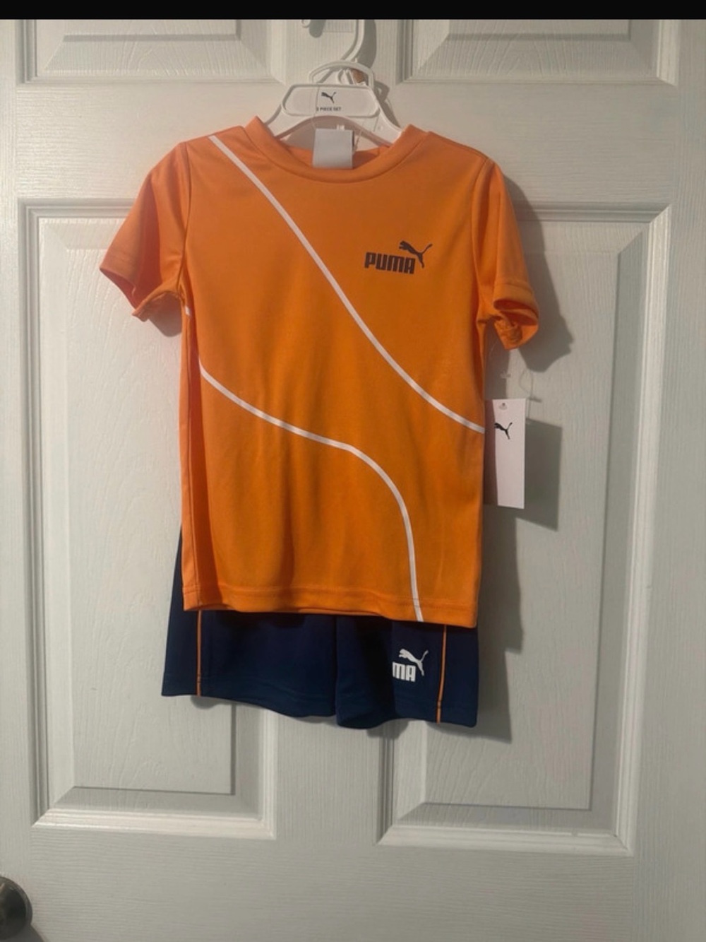 Puma Orange Short-Sleeve Kids' Athletic Tee with White Accents